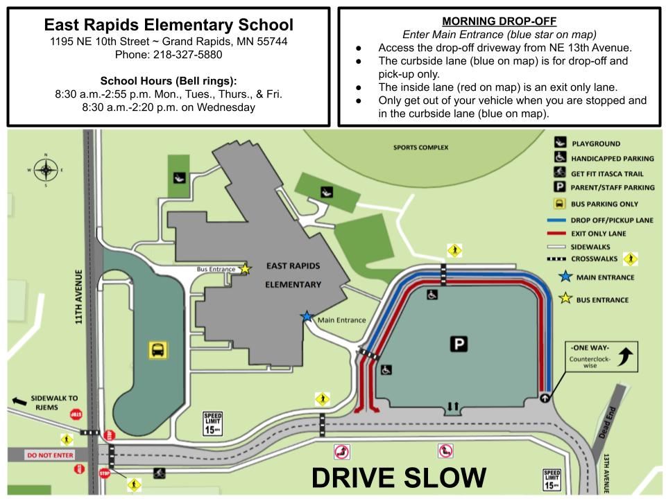 Map of pick up and drop off. Contact us for alternate document.